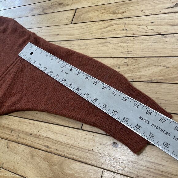 Gap Crop Sweater Wool Alpaca L Burnt Orange Brown Mock Oversize Western Knit 44" - Picture 12 of 16